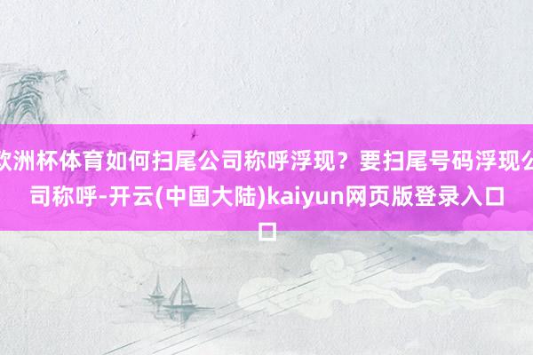 欧洲杯体育如何扫尾公司称呼浮现？要扫尾号码浮现公司称呼-开云(中国大陆)kaiyun网页版登录入口