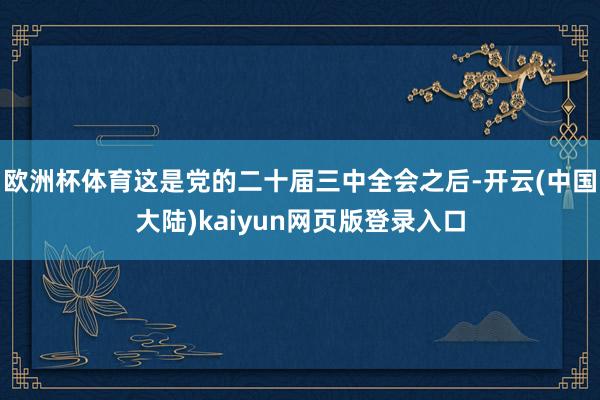 欧洲杯体育这是党的二十届三中全会之后-开云(中国大陆)kaiyun网页版登录入口