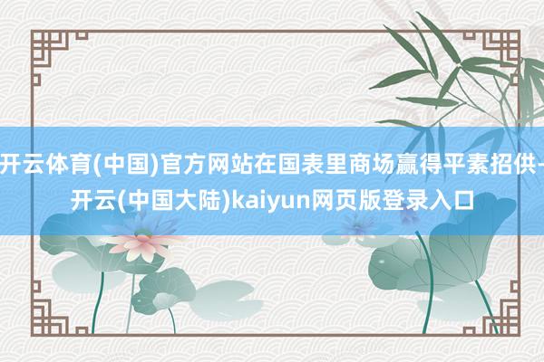 开云体育(中国)官方网站在国表里商场赢得平素招供-开云(中国大陆)kaiyun网页版登录入口